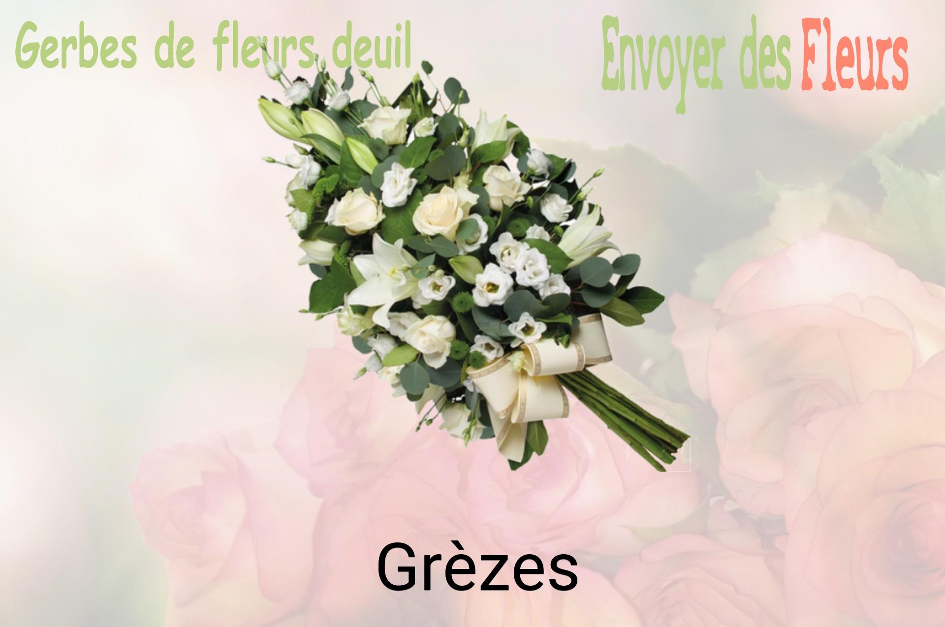 Gerbe de fleurs de deuil livrée à Grèzes